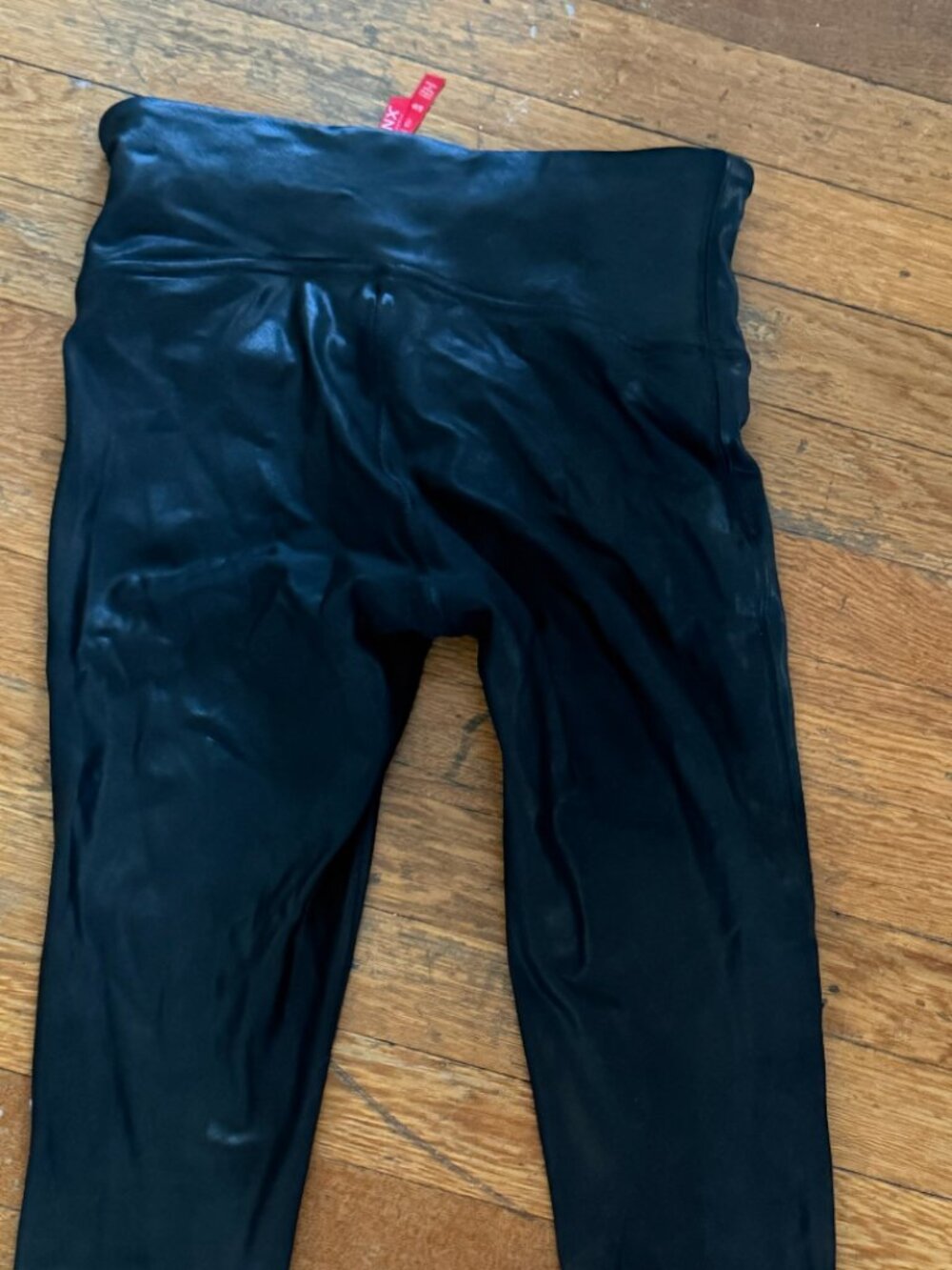 SPANX Faux Leather Leggings Black High Rise Small Petite